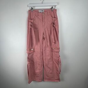Fashion Nova Pink Cruise Control Cargo Pants Buckle Detail Wide Leg Women size M